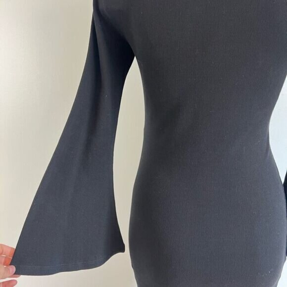 Brand New Rose Maternite Women’s XXS Black Long Bell Sleeve Dress Goth Pregnancy - Picture 12 of 14